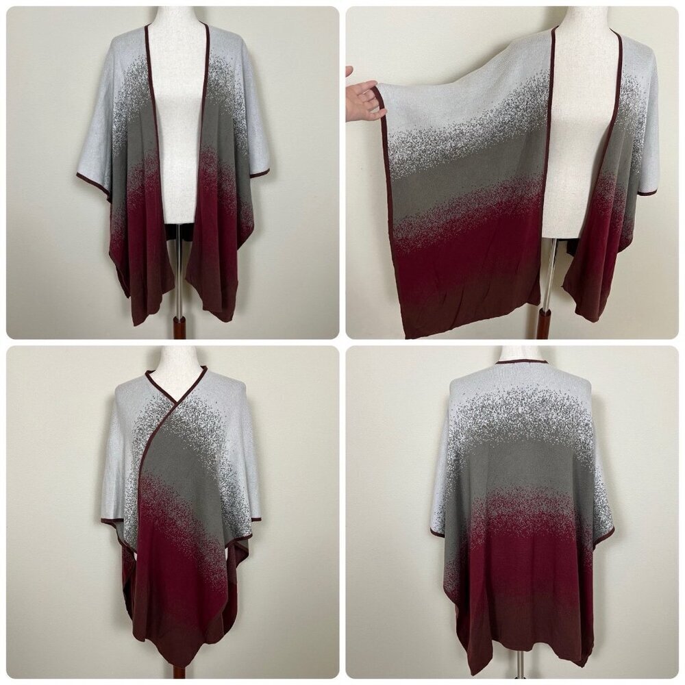 Chico's Ruana Wrap Women's ONE SIZE OS Cotton Blend Knit Shawl Poncho Cozy Boho